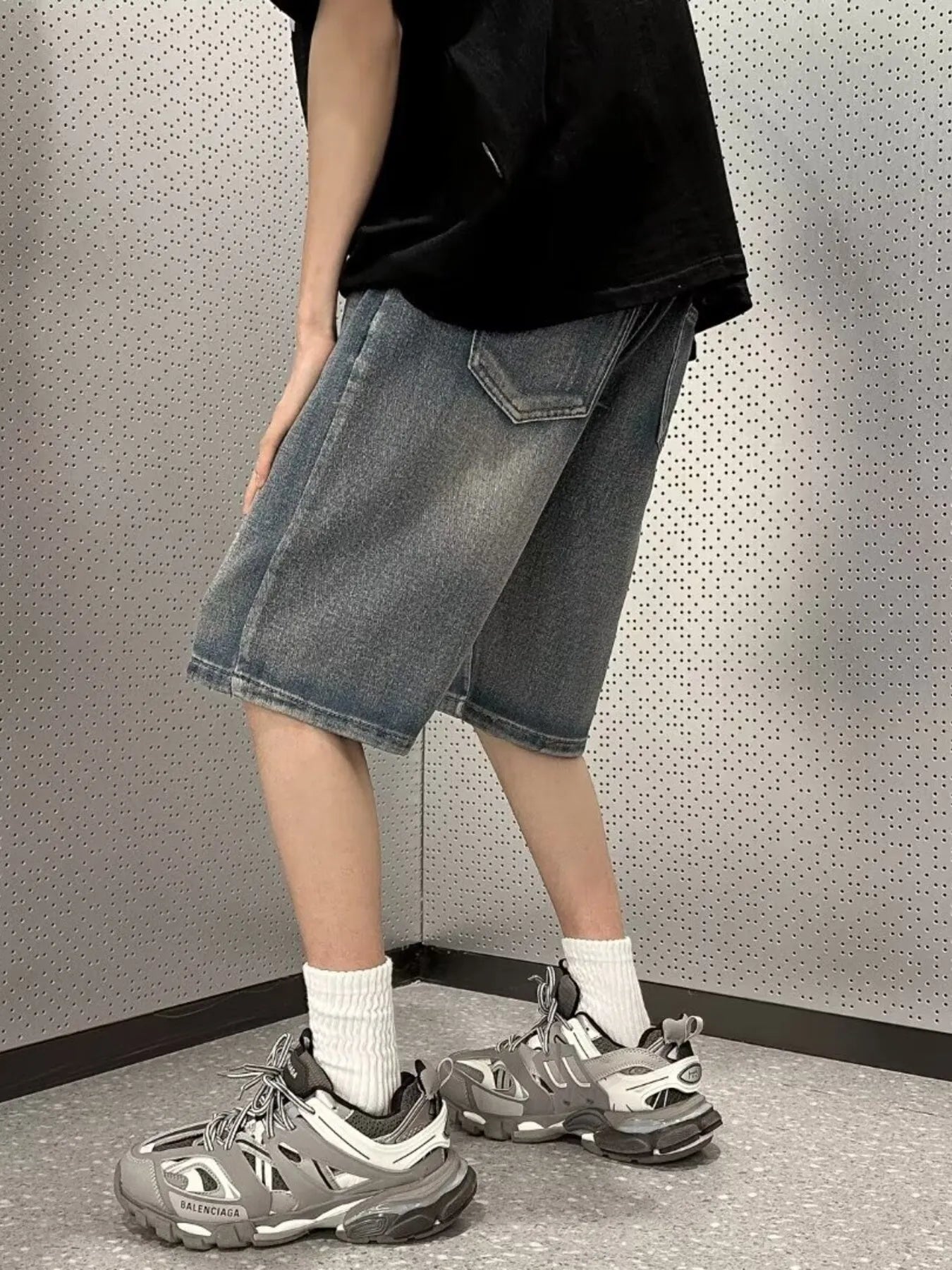 Men's Vintage Wash Denim Shorts - Plus Size Cotton Stretch