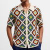 Retro Color-Block Crochet Knit Sweater In European And American Style