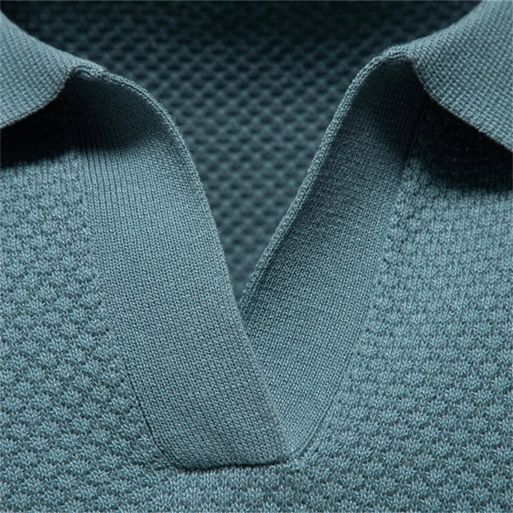 Men's Solid Color Golf Polo Shirt - Collared Summer Top