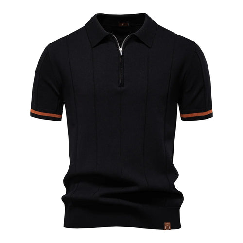 Aiopeson Men's Sport Zipper Polo Shirt - Solid Color Athletic