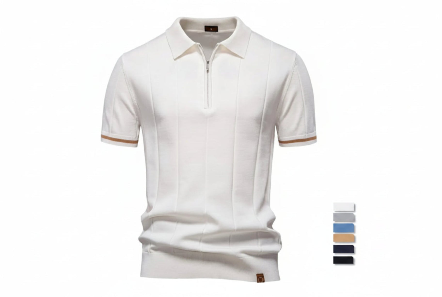 Aiopeson Men's Sport Zipper Polo Shirt - Solid Color Athletic