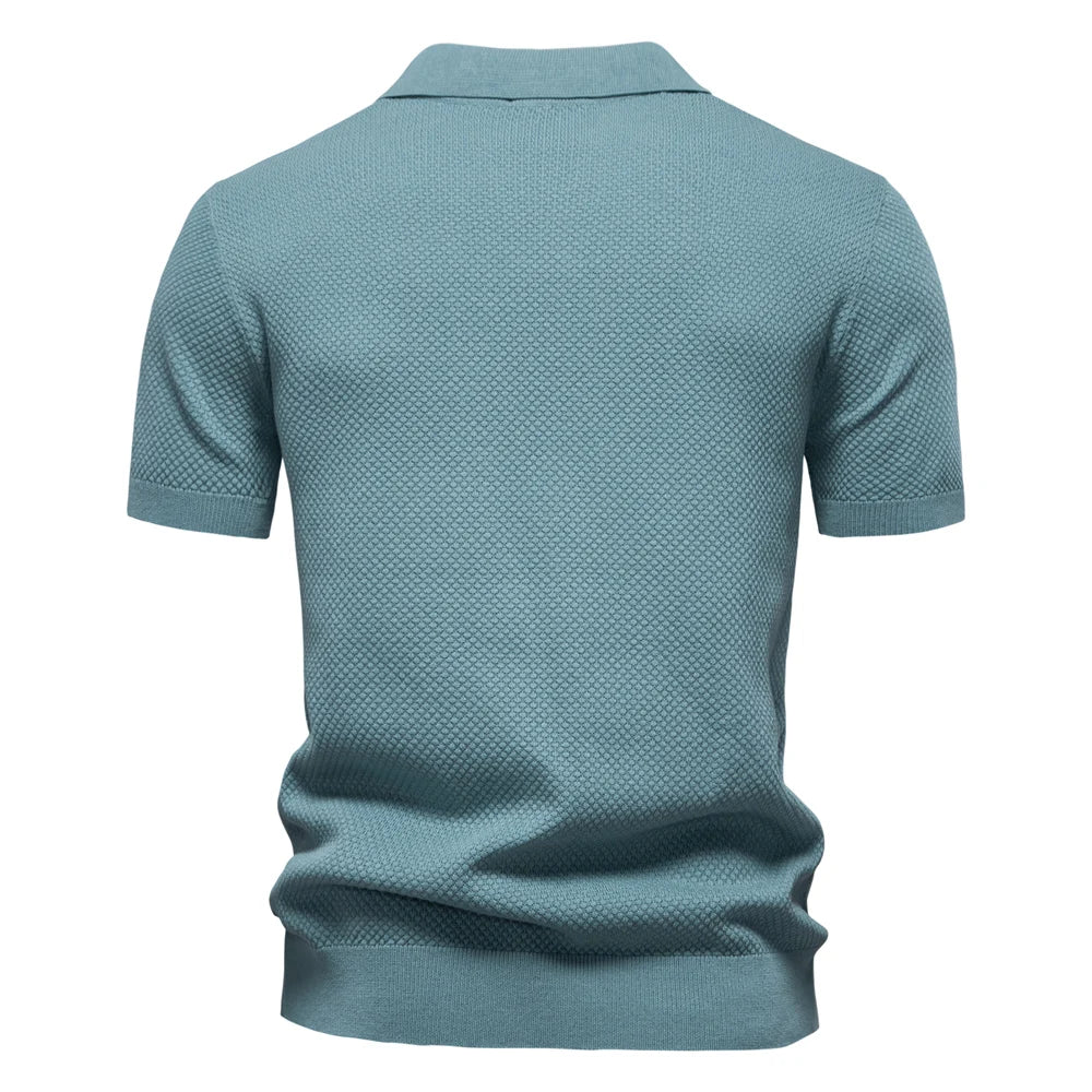 Men's Solid Color Golf Polo Shirt - Collared Summer Top