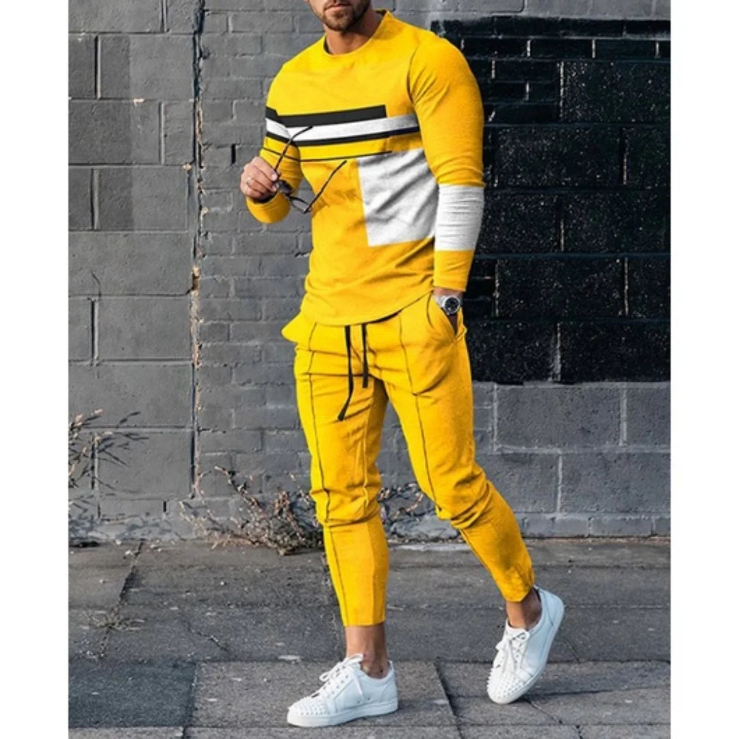 Men's Fashion Long Sleeved T-Shirt and Trousers Tracksuit Set