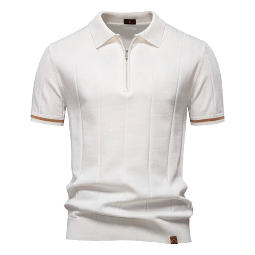 Aiopeson Men's Sport Zipper Polo Shirt - Solid Color Athletic