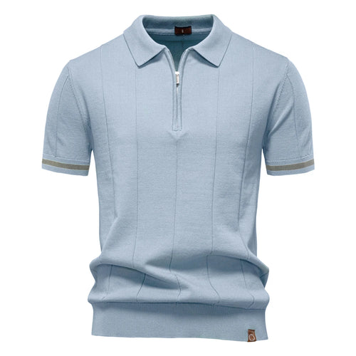 Aiopeson Men's Sport Zipper Polo Shirt - Solid Color Athletic