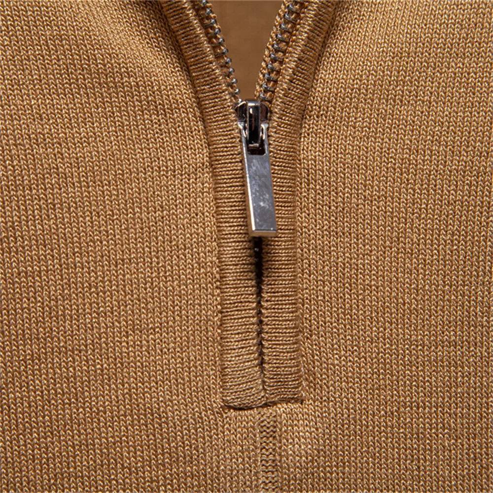 Aiopeson Men's Sport Zipper Polo Shirt - Solid Color Athletic