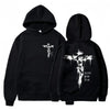 Men's Hoodie with Religious Cross and Motivational Prints