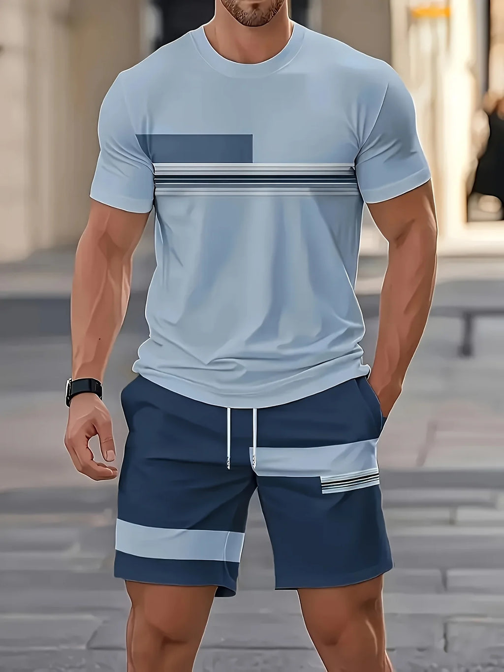 Men's Short-Sleeved Casual Suit - Breathable Summer Set