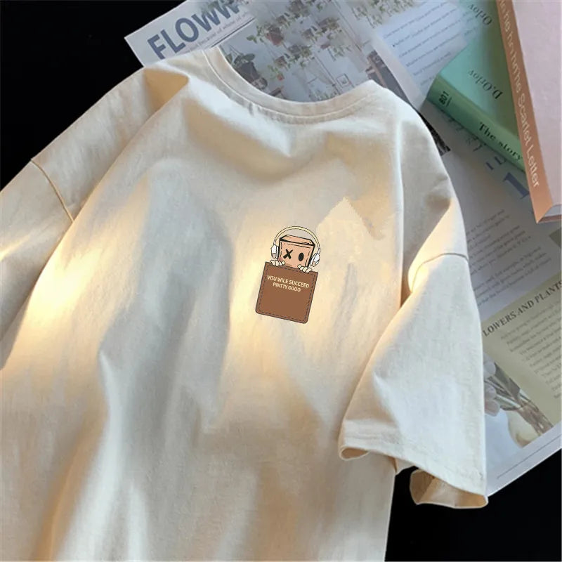 American Vintage Style Print Cotton Men's T-Shirt