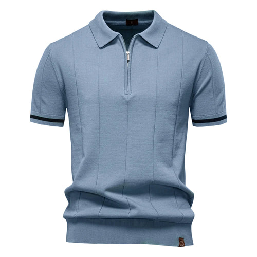 Aiopeson Men's Sport Zipper Polo Shirt - Solid Color Athletic