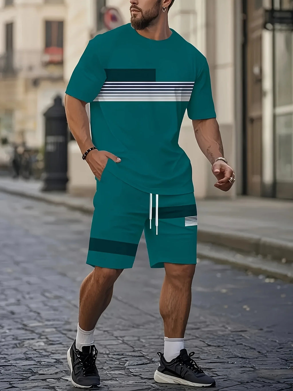 Men's Short-Sleeved Casual Suit - Breathable Summer Set
