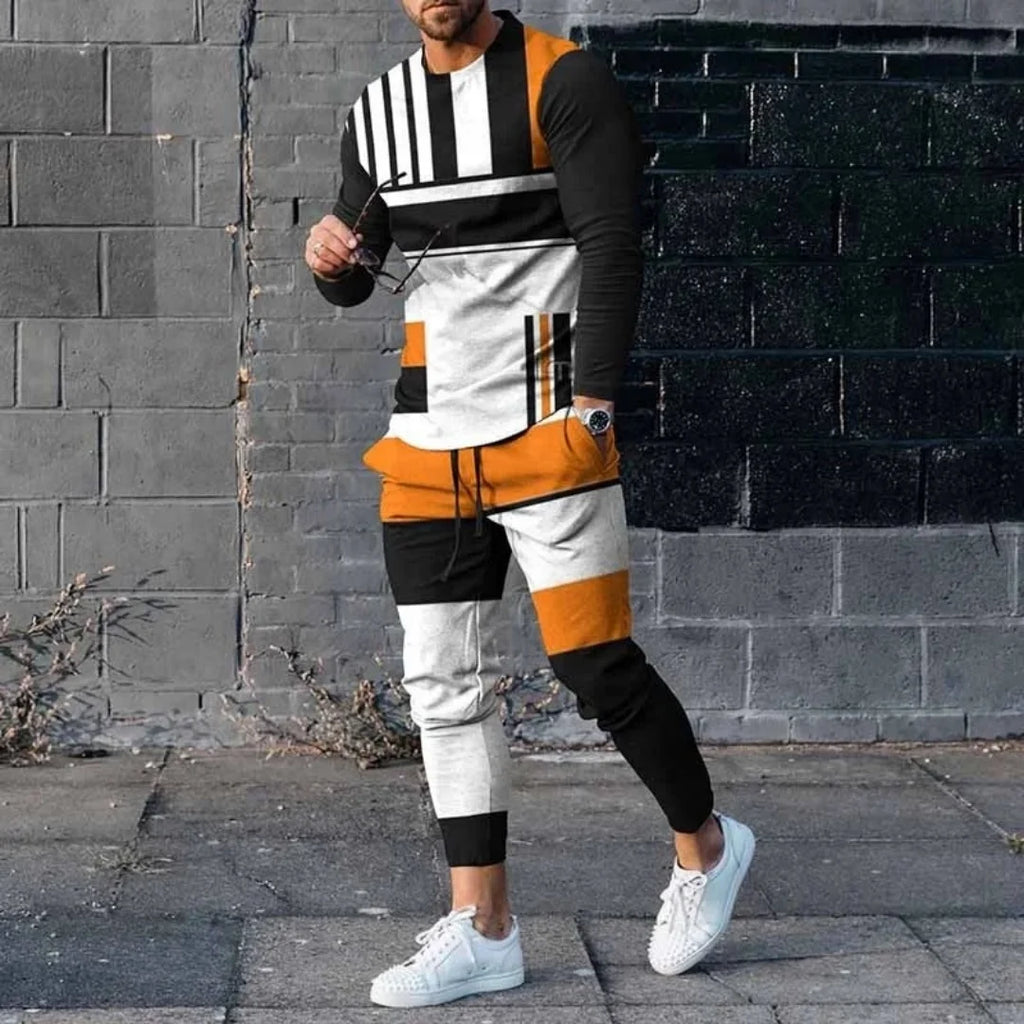 Men's Fashion Long Sleeved T-Shirt and Trousers Tracksuit Set