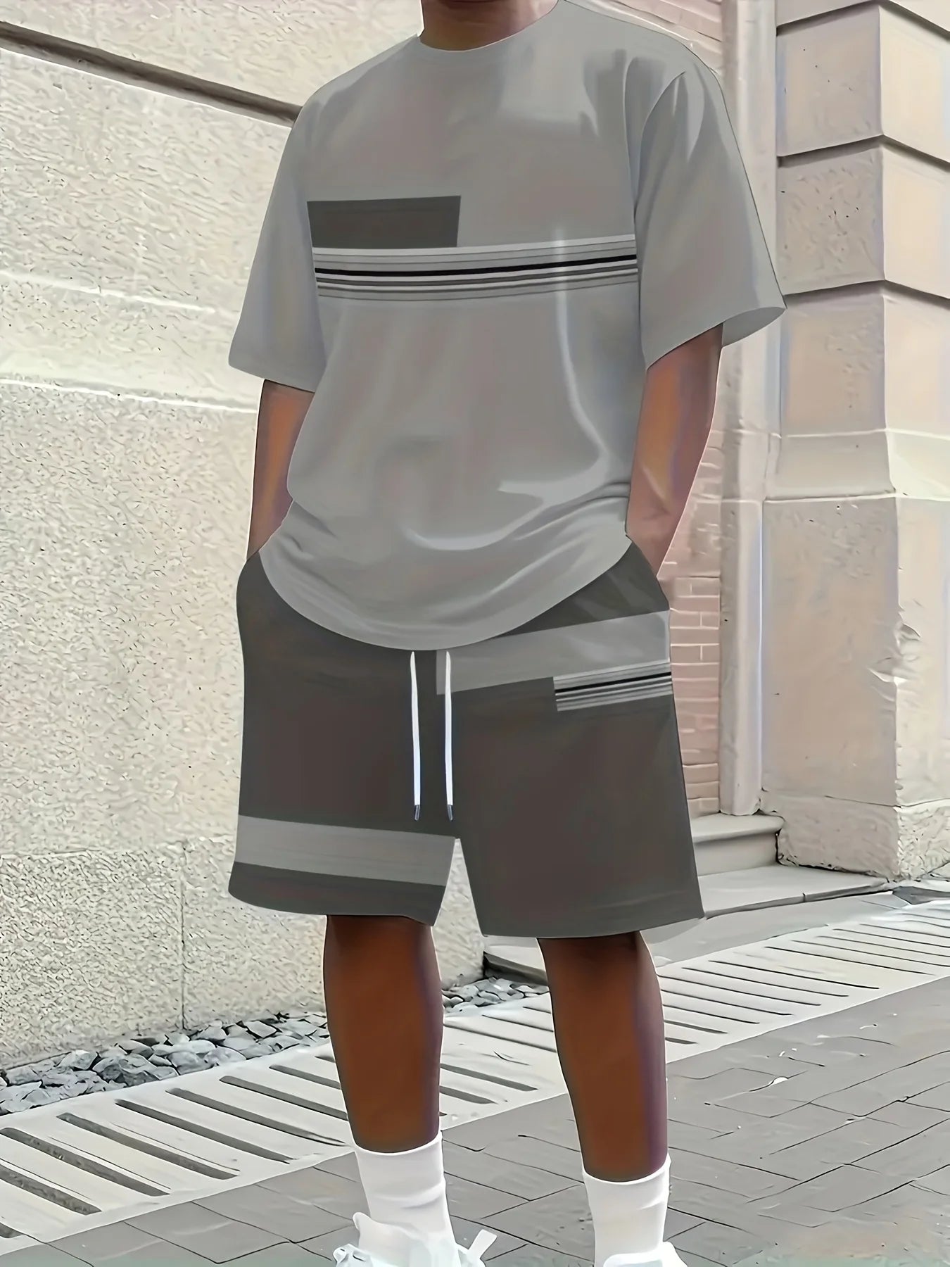 Men's Short-Sleeved Casual Suit - Breathable Summer Set
