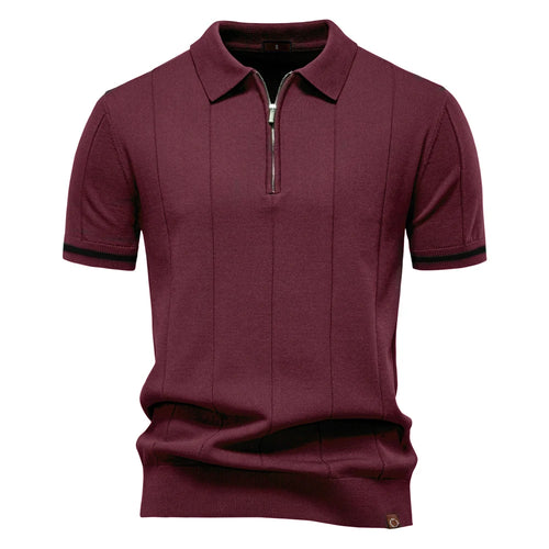 Aiopeson Men's Sport Zipper Polo Shirt - Solid Color Athletic