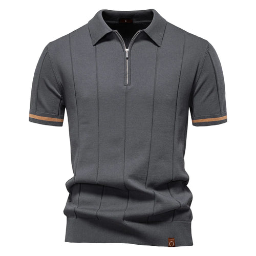 Aiopeson Men's Sport Zipper Polo Shirt - Solid Color Athletic