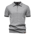 Aiopeson Men's Sport Zipper Polo Shirt - Solid Color Athletic