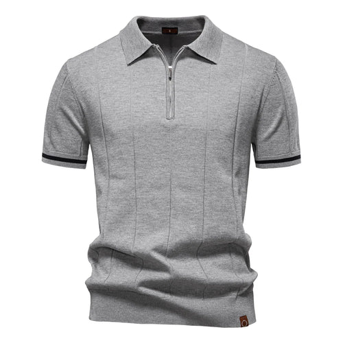 Aiopeson Men's Sport Zipper Polo Shirt - Solid Color Athletic