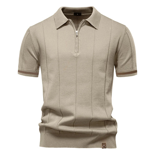 Aiopeson Men's Sport Zipper Polo Shirt - Solid Color Athletic