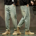 Men's Retro Loose Harem Denim Pants - Solid Comfortable Jeans