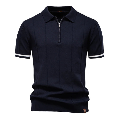 Aiopeson Men's Sport Zipper Polo Shirt - Solid Color Athletic