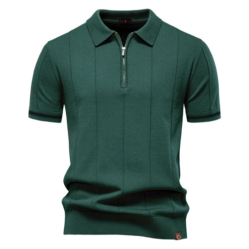 Aiopeson Men's Sport Zipper Polo Shirt - Solid Color Athletic