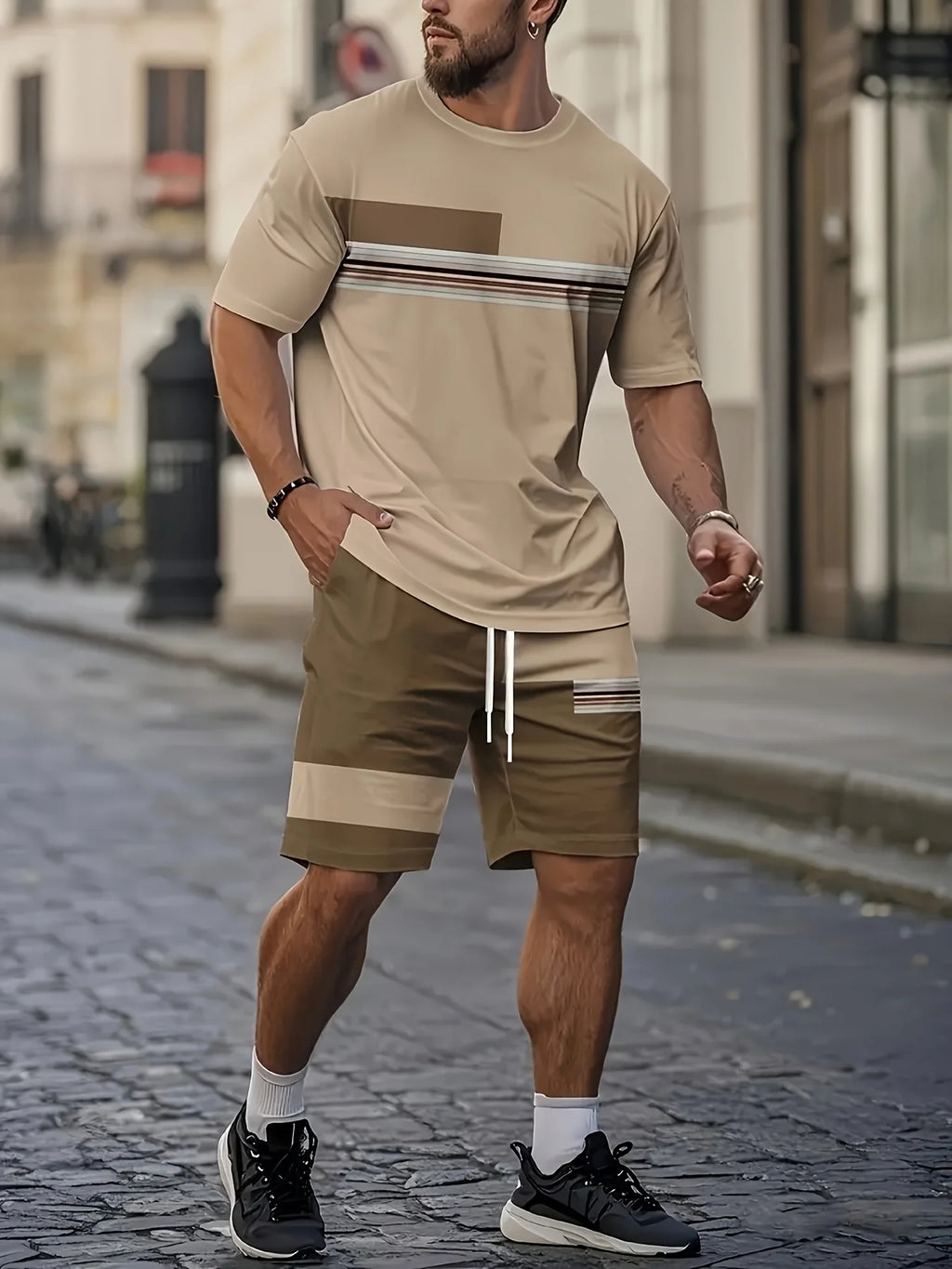 Men's Short-Sleeved Casual Suit - Breathable Summer Set