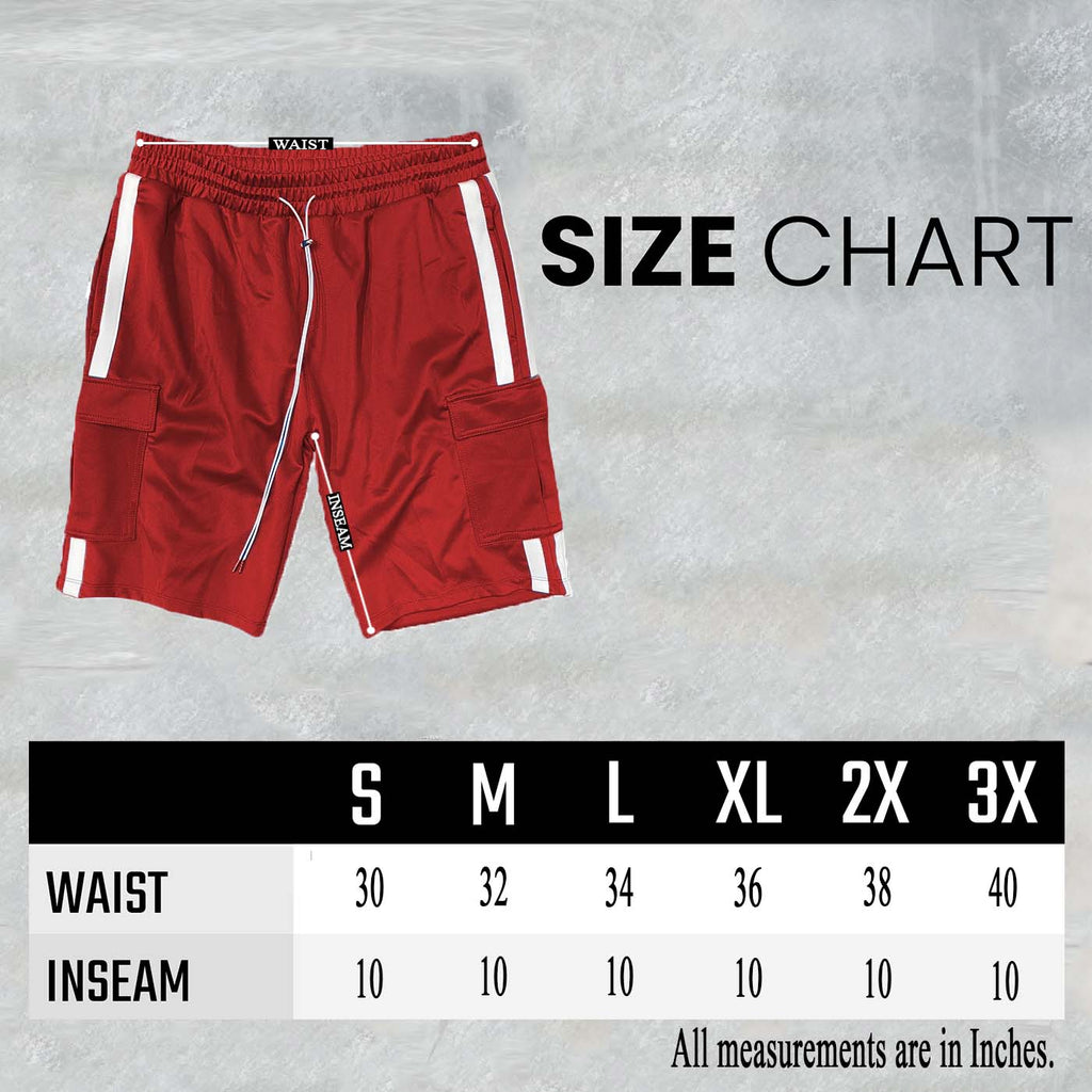 Two Stripe Cargo Pocket Track Shorts - Elastic Waist
