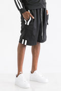 Two Stripe Cargo Pocket Track Shorts - Elastic Waist